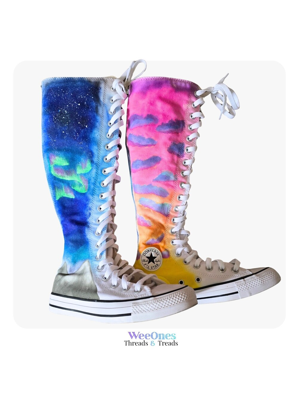 Converse Chuck Taylor All Star XX-Hi Knee High Custom Hand Painted Northern...